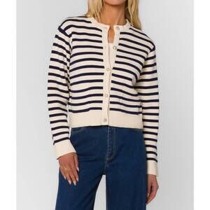 NEW VELVET HEART melinda stripe cardigan in navy blue